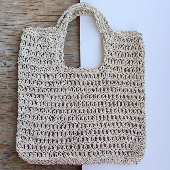 summer beach bag hand crocheted 100% cotton - Picture 3 of 6